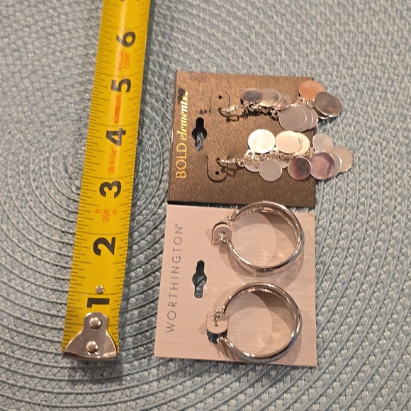 BOLD ELEMENTS & WORTHINGTON WOMEN'S FASHION JEWELRY SILVERTONE EARRINGS BUNDLE - Picture 6 of 9